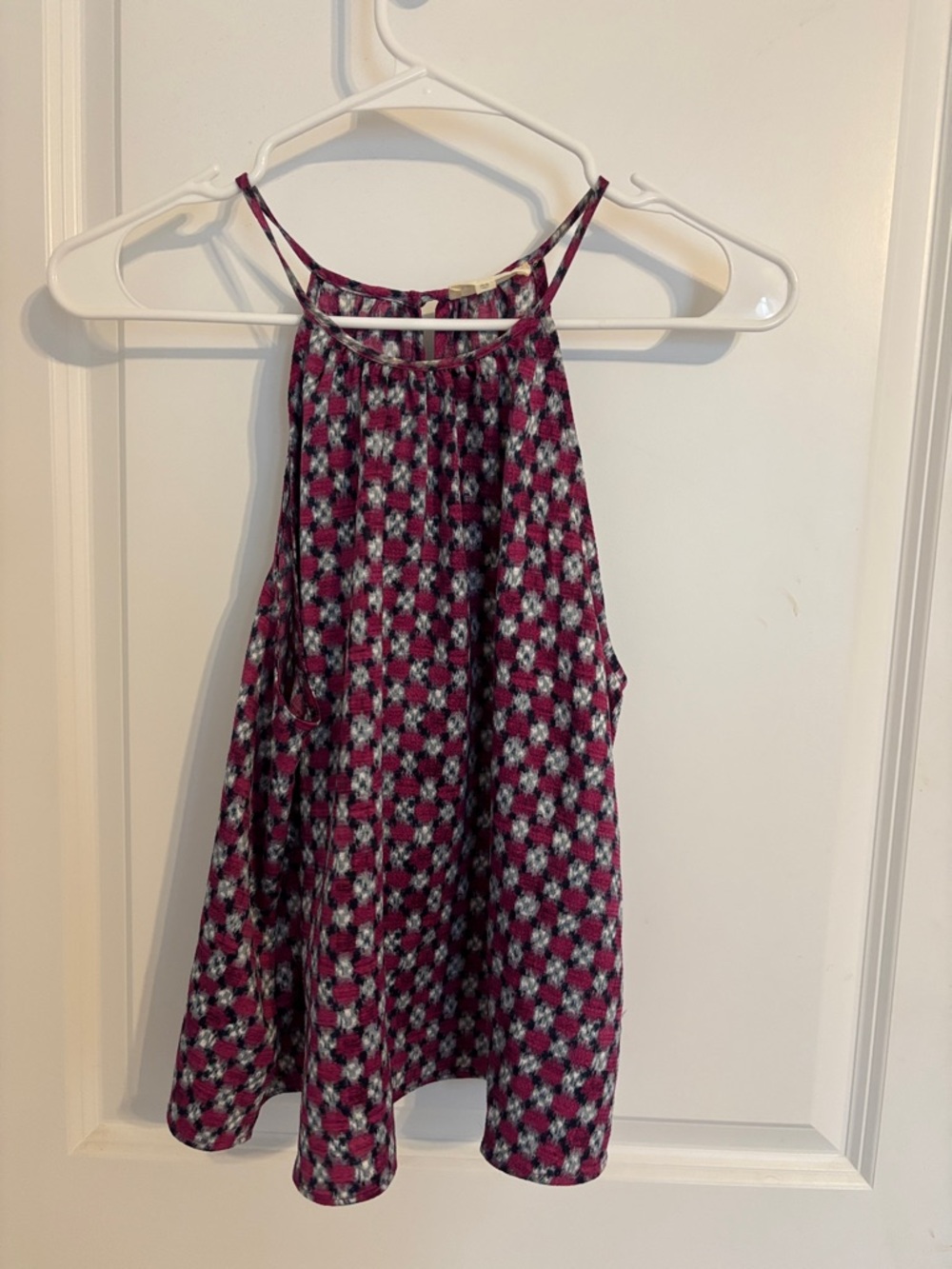 Lou & Grey Pink and Black Floral-Check Halter Camisole